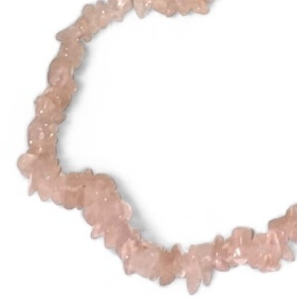 Natural Pink Rose Quartz Chips Beads Long Necklace - Picture 4 of 4